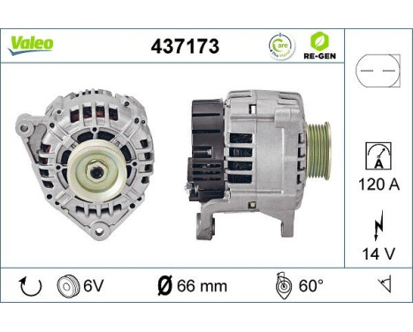 Alternator REMANUFACTURED PREMIUM 437173 Valeo, Image 2