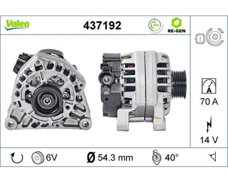 Alternator REMANUFACTURED PREMIUM 437192 Valeo, Image 2