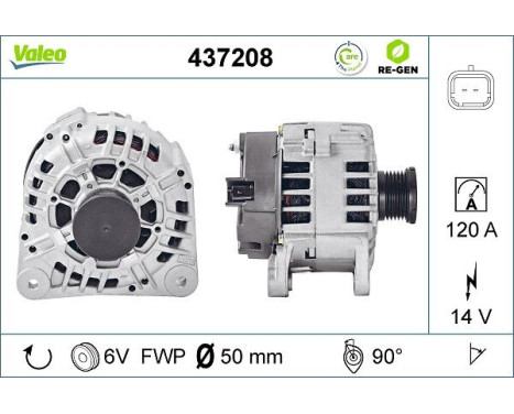 Alternator REMANUFACTURED PREMIUM 437208 Valeo, Image 2