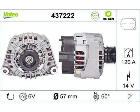 Alternator REMANUFACTURED PREMIUM 437222 Valeo, Image 2