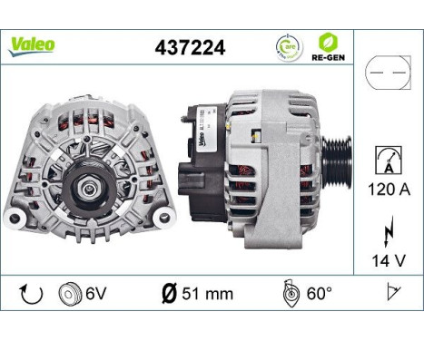 Alternator REMANUFACTURED PREMIUM 437224 Valeo, Image 2