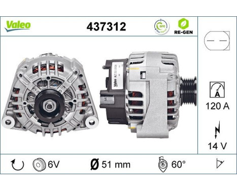 Alternator REMANUFACTURED PREMIUM 437312 Valeo, Image 2