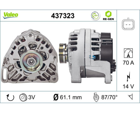 Alternator REMANUFACTURED PREMIUM 437323 Valeo, Image 2