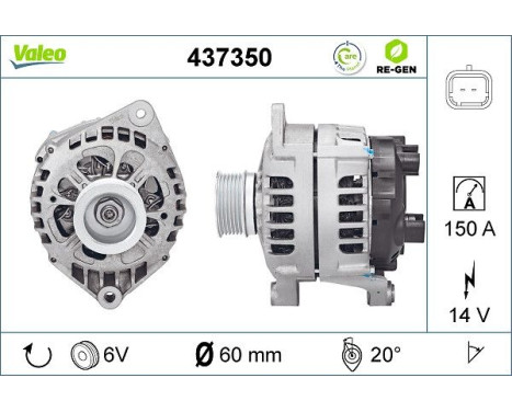 Alternator REMANUFACTURED PREMIUM 437350 Valeo, Image 2
