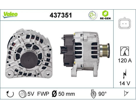 Alternator REMANUFACTURED PREMIUM 437351 Valeo, Image 2