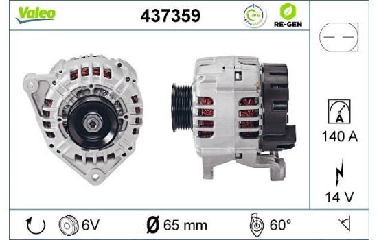 Alternator REMANUFACTURED PREMIUM 437359 Valeo, Image 2