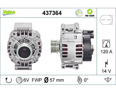 Alternator REMANUFACTURED PREMIUM 437364 Valeo, Image 2
