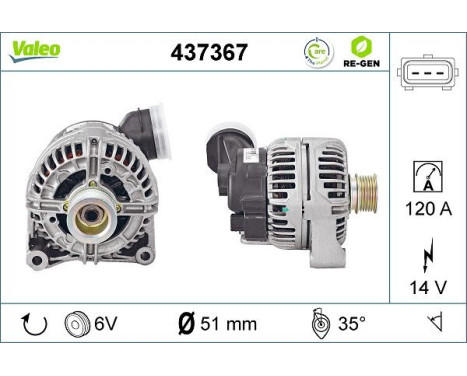 Alternator REMANUFACTURED PREMIUM 437367 Valeo, Image 2