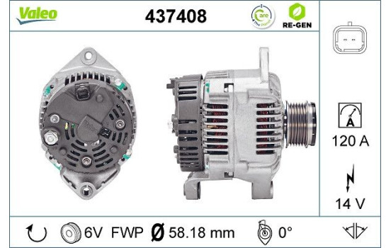 Alternator REMANUFACTURED PREMIUM 437408 Valeo, Image 2