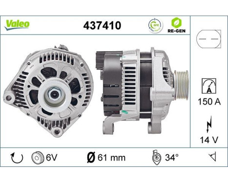 Alternator REMANUFACTURED PREMIUM 437410 Valeo, Image 2