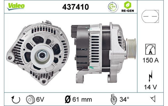 Alternator REMANUFACTURED PREMIUM 437410 Valeo, Image 2