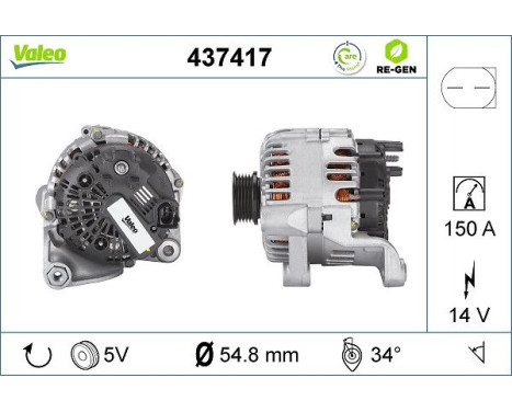 Alternator REMANUFACTURED PREMIUM 437417 Valeo, Image 2