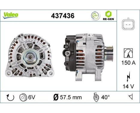 Alternator REMANUFACTURED PREMIUM 437436 Valeo, Image 3