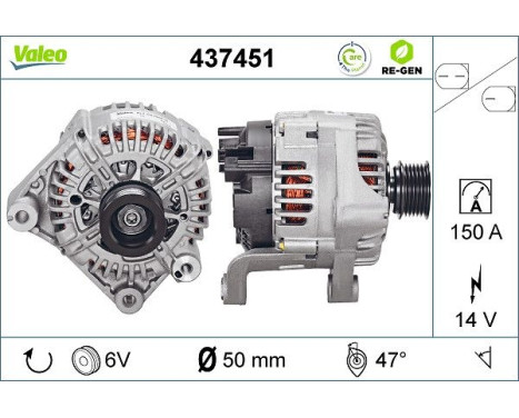 Alternator REMANUFACTURED PREMIUM 437451 Valeo, Image 2
