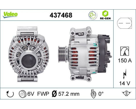 Alternator REMANUFACTURED PREMIUM 437468 Valeo, Image 2