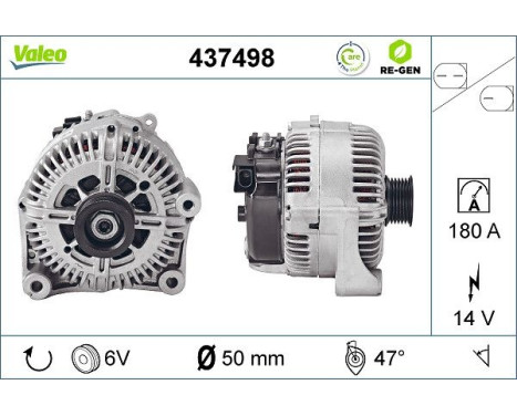 Alternator REMANUFACTURED PREMIUM 437498 Valeo, Image 2