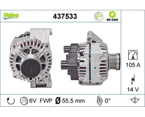 Alternator REMANUFACTURED PREMIUM 437533 Valeo, Image 2