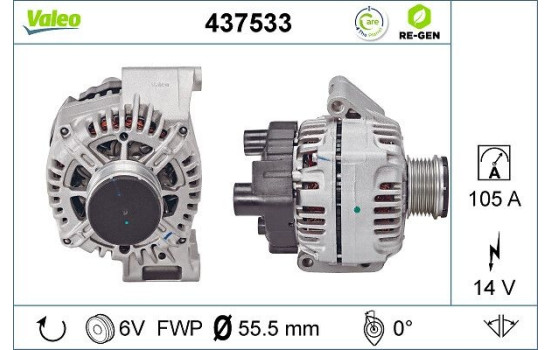 Alternator REMANUFACTURED PREMIUM 437533 Valeo, Image 2
