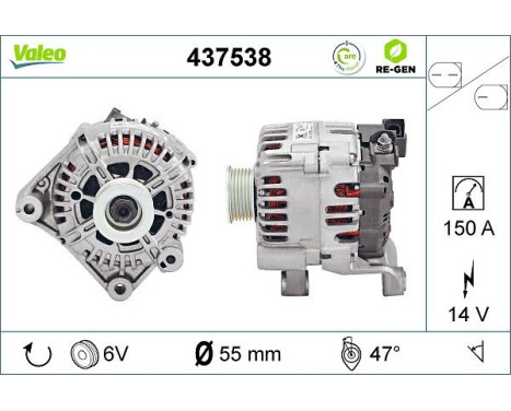 Alternator REMANUFACTURED PREMIUM 437538 Valeo, Image 2