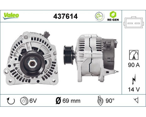 Alternator REMANUFACTURED PREMIUM 437614 Valeo, Image 2