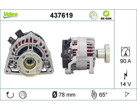 Alternator REMANUFACTURED PREMIUM 437619 Valeo, Image 2