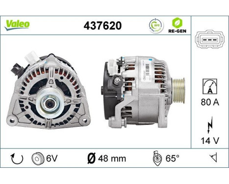 Alternator REMANUFACTURED PREMIUM 437620 Valeo, Image 2