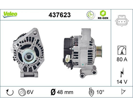 Alternator REMANUFACTURED PREMIUM 437623 Valeo, Image 2