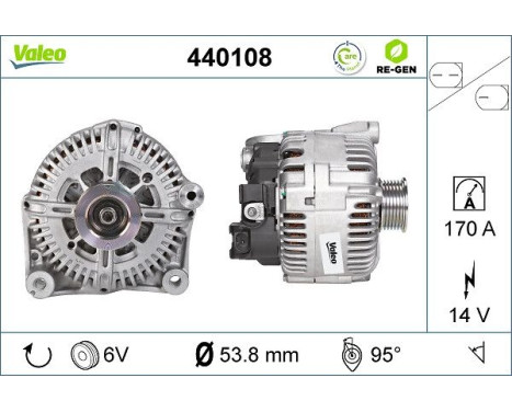Alternator REMANUFACTURED PREMIUM 440108 Valeo, Image 2
