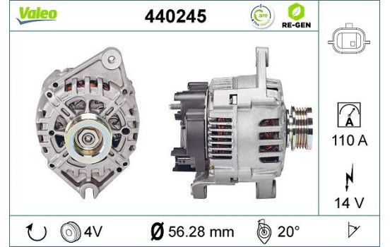 Alternator REMANUFACTURED PREMIUM 440245 Valeo, Image 2