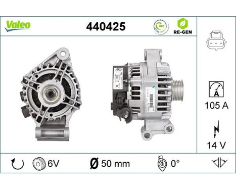 Alternator REMANUFACTURED PREMIUM 440425 Valeo, Image 2