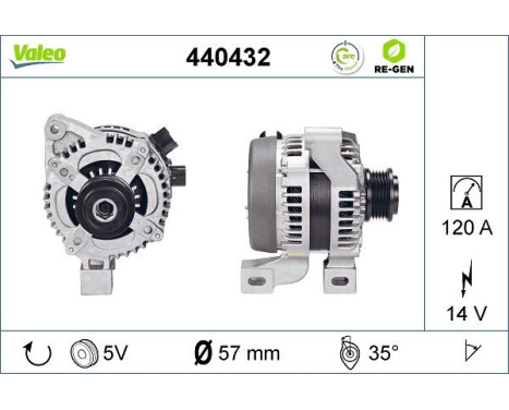 Alternator REMANUFACTURED PREMIUM 440432 Valeo, Image 2