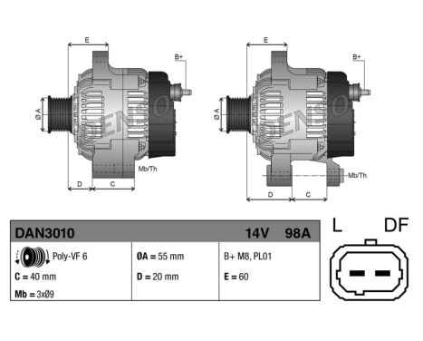 Dynamo / Alternator DAN3010 Denso