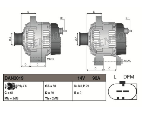 Dynamo / Alternator DAN3019 Denso, Image 3
