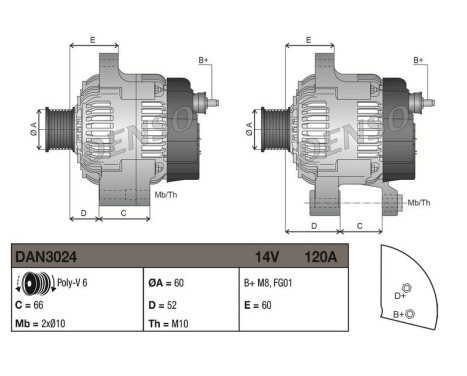 Dynamo / Alternator DAN3024 Denso, Image 3