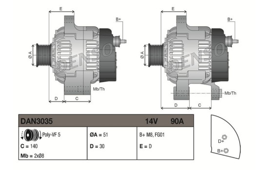 Dynamo / Alternator DAN3035 Denso, Image 3