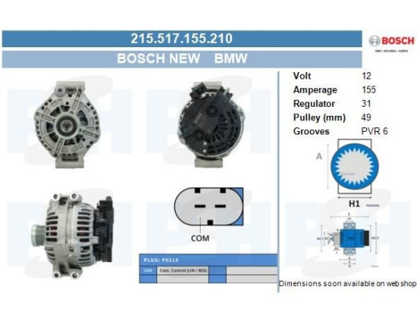 Dynamo BMW 155A 215.517.155.210 Bosch