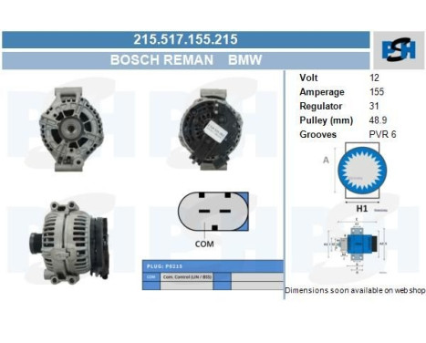 Dynamo Bmw 155A 215.517.155.215 Bosch