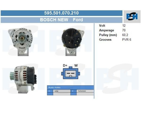Dynamo Ford 70A 595.501.070.210 Bosch