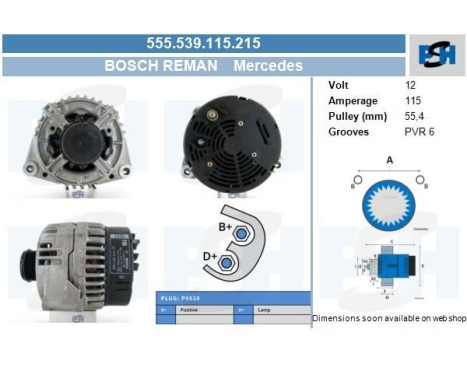 Dynamo Mercedes 115A 0.123.510.102-R Bosch