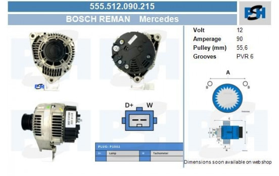 Dynamo Mercedes 90A 0.123.320.046-R Bosch