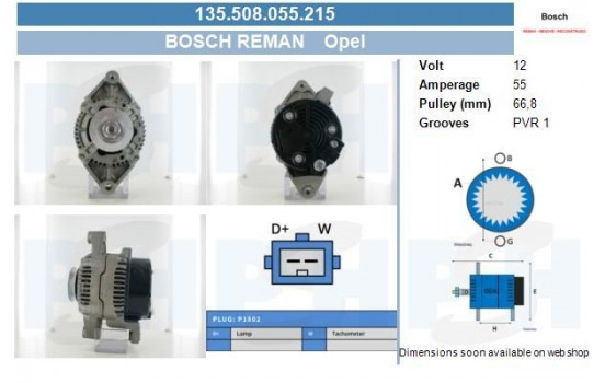 Dynamo Opel 55A 0.123.100.002-R Bosch