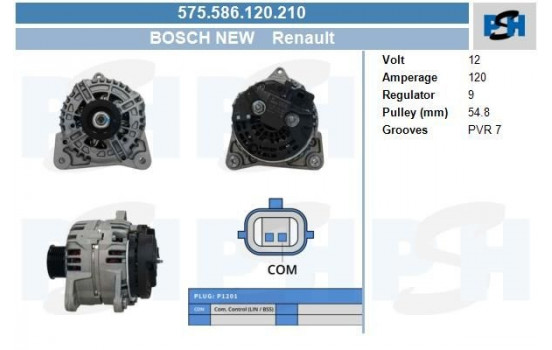 Dynamo Renault 120A 575.586.120.210 Bosch