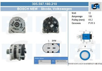 Dynamo Volkswagen 180A 305.597.180.210 Bosch