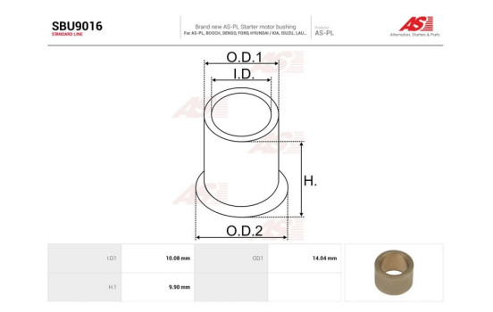 Bush, starter motor shaft, Image 2