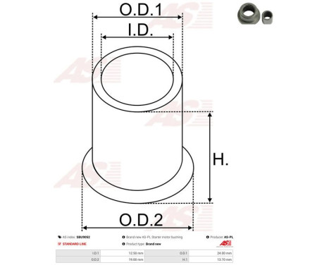 Bush, starter motor shaft, Image 2