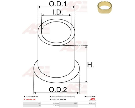 Bush, starter motor shaft, Image 2