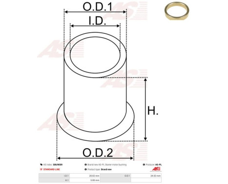 Bush, starter motor shaft, Image 2