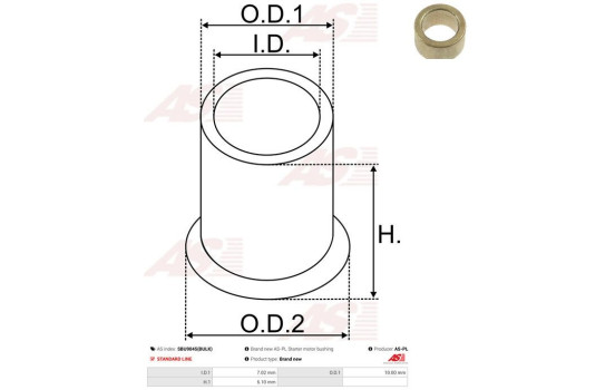 Bush, starter motor shaft, Image 2