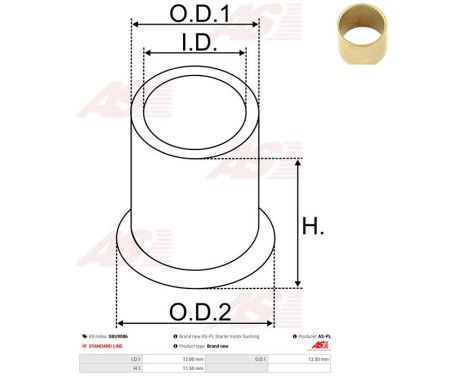 Bush, starter motor shaft, Image 2