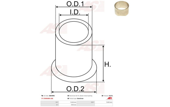Bush, starter motor shaft, Image 2
